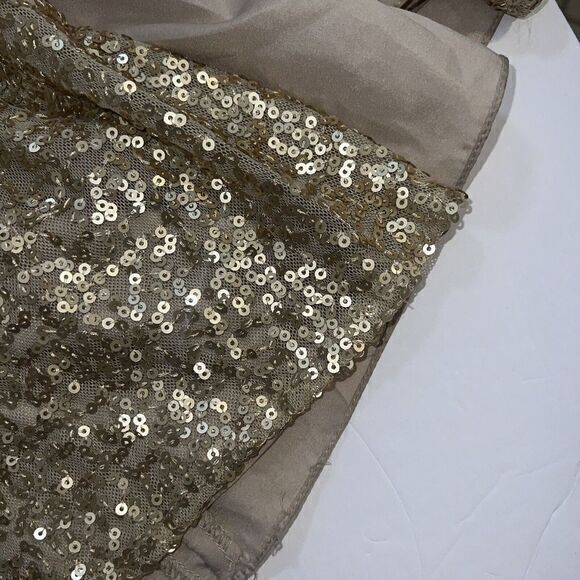 Amsale Samantha Gold Sequin Spaghetti Strap Bridesmaid/Formal Gown Size 4 - Picture 7 of 9